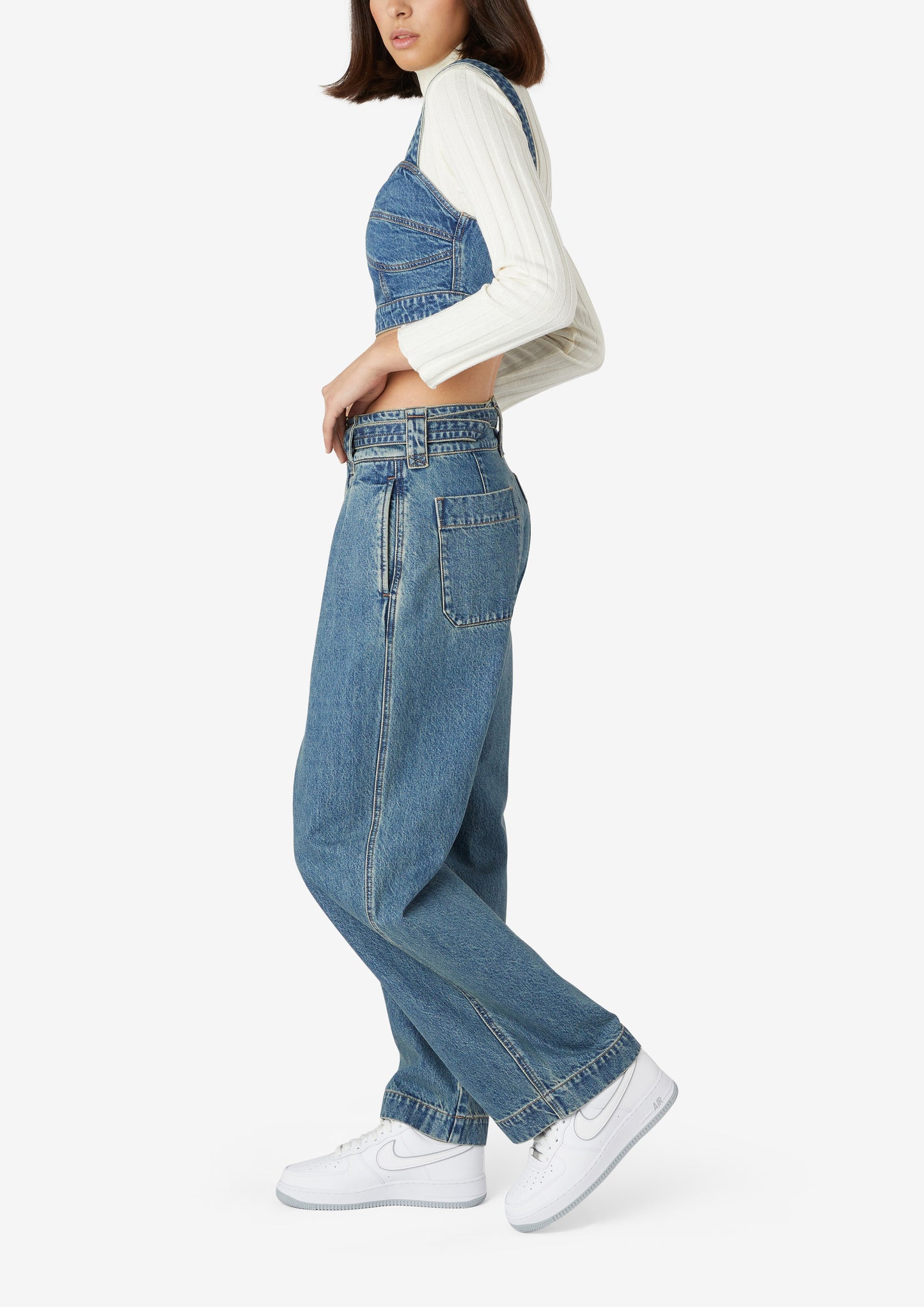 Double Pleated Denim Trousers