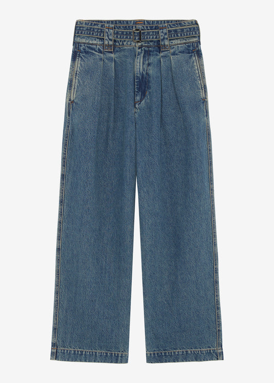 Double Pleated Denim Trousers